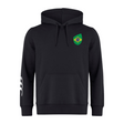 The EMB Canterbury Brazil Shield Club Hoodie boasts an embroidered green and yellow shield on the chest and white sleeve stripes. Made from premium sweatshirt fleece, it ensures ultimate comfort and style.