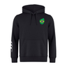The EMB Canterbury Brazil Shield Club Hoodie boasts an embroidered green and yellow shield on the chest and white sleeve stripes. Made from premium sweatshirt fleece, it ensures ultimate comfort and style.