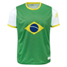 An Admiral Nations of Rugby Brazil Sevens Rugby Flag Jersey featuring the Brazilian flag emblem in the center, with white sleeves and yellow accents on the sleeves and collar.