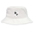 The Rugby Football Club at Christopher Newport University Crusher Bucket Cap by EMB S&S Activewear is a white cotton twill bucket hat with a black and white crest logo and text on the front, providing stylish sun protection.