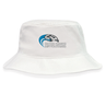 The Syracuse Silver Hawks Crusher Bucket Cap by EMB S&S Activewear is a white cotton twill hat with a stylized hawk head and blue accents, combining stylish "Silver Hawks Syracuse" branding with comfortable sun protection.