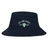 The Ireland Rugby 1875 Crusher Bucket Hat by EMB S&S Activewear features navy blue cotton twill with "Ireland Rugby Est. 1875" and a green shamrock crest embroidered on the front—ideal for any Irish rugby fan.
