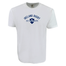 The WRS Alpha Broder Ireland Rugby Est 1875 Heavy Comfort Tee in white features a blue "Ireland Rugby Est. 1875" graphic and shamrock crest printed on the front.