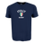 The Nations of Rugby Italy Heavy Comfort Tee by WRS Alpha Broder is a navy t-shirt made from ring-spun USA cotton, featuring "Italy Rugby" and an Italian flag shield on the front for lasting comfort and style.