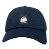 The Cal Maritime Rugby Adult Low-Profile Cotton Twill Dad Cap by EMB S&S Activewear features navy blue cotton twill, an embroidered white sailing ship, "Cal Maritime R.I.F.C." text, and 1927 & 1998 above a red banner.