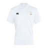 The Cal Maritime Rugby Waimak Polo by EMB Canterbury is a classic white men’s polo with short sleeves, a collar, and two embroidered chest logos in the signature Canterbury rugby style.