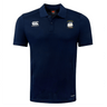 The Cal Maritime Rugby Club Dry Polo by EMB Canterbury is a navy blue, short-sleeve polo with buttons, embroidered ship and Canterbury logos, and Vapodri Technology for breathable comfort.