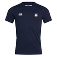The Cal Maritime Rugby Club Dry Tee by EMB Canterbury is a navy short-sleeve athletic shirt with a ship logo on the left chest, Canterbury logo on the right, and Vapodri tech for cool, dry comfort.