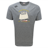 The Cal Maritime Rugby Tempo Vapodri T-Shirt by WRS Canterbury is a grey short-sleeve performance tee featuring a graphic of a sailing ship with the text "Celebration of Life," "S/V Fantome," and the years "1927-1998" on the front.