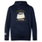 The Cal Maritime Rugby Club Lightweight Hoodie by WRS Canterbury is a navy blue hoodie with a white sailing ship, “Cal Maritime R.I.U.F.C.,” 1927-1998 and “S/V Fantome” graphics, kangaroo pocket, and Canterbury Club sleeve logo.