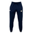 The Cal Maritime Rugby Leisure Sweatpant by EMB Canterbury is navy blue, made sustainably, features a drawstring waist, and has two small embroidered logos on the upper front thighs.