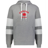 The WRS Augusta Nations of Rugby Canada Jackson Way Hoodie features a gray design with white drawstrings, white sleeve stripes, and "CANADA RUGBY" plus a red maple leaf printed on the front.