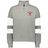 The EMB Augusta Women's Nations of Rugby Canada Jackson Way Pullover is a grey quarter-zip sweatshirt with white sleeve stripes and a red maple leaf "Canada Rugby" logo—ideal supporter gear for any rugby fan.
