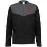 The EMB Augusta Nations of Rugby Canada Sideline Grid 1/4 Zip Pullover in black and gray features a red maple leaf and "CANADA RUGBY" on the chest—ideal apparel for Canada rugby fans.