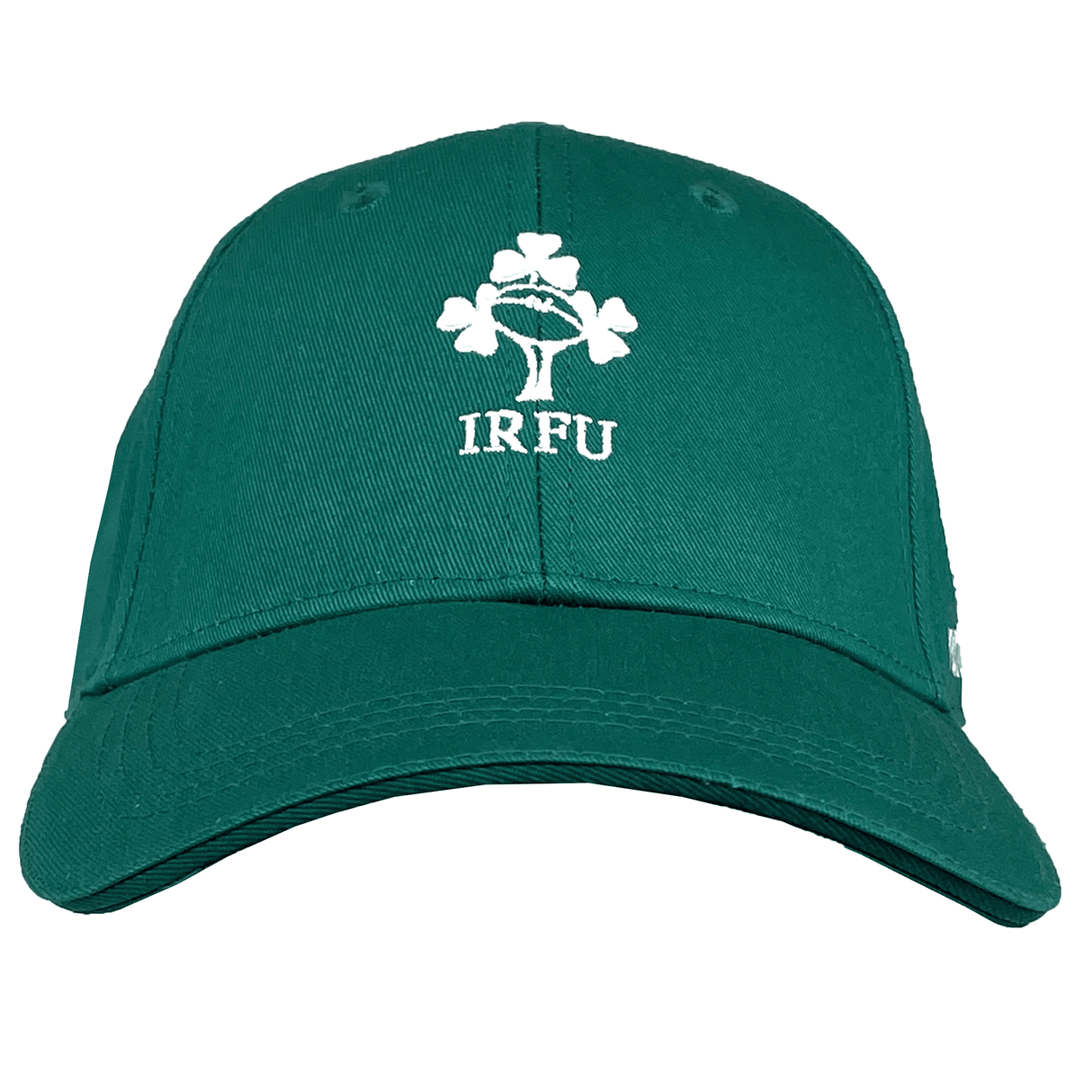 The Ireland 24 Drill Cap by Canterbury features a high-definition IRFU Ireland logo embroidered in white on the front.