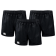 The Canterbury Advantage Short 3-Pack Bundle from Bundle Canterbury includes three pairs of rugby shorts with an elastic waistband and logo on the left leg, combining comfort and style for athletes.