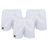 The Canterbury Advantage Short 3-Pack Bundle from Bundle Canterbury includes three pairs of white rugby shorts with elastic waistbands and iconic logos, designed with moisture-wicking fabric for comfort and dryness.