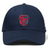 Navy blue EMB Canterbury Charlotte Cardinals Rugby Club Flexfit Drill Cap with embroidered logo featuring a red cardinal and text, displayed on a white background.