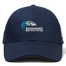 A navy blue Syracuse Silver Hawks Flexfit Drill Cap by Canterbury featuring a curved brim and an embroidered logo of a hawk with "Silver Hawks Syracuse" text on the front.
