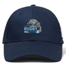 Navy blue NC All Stars Flexfit Drill cap by EMB Canterbury with the "north carolina rugby all stars" logo featuring a stylized bulldog, embroidered front view on a white background.