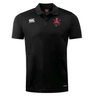 Black SUNY Maritime Club Dry Polo shirt by EMB Canterbury with a pink skull and crossbones logo on the right chest and a small white logo on the left chest, displayed on a plain background.