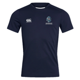 Syracuse Silverbacks Club Dry Tee by EMB Canterbury featuring a Canterbury logo on the right chest and a Silverbacks logo on the left chest, incorporating Vapodri Technology for quick drying and breathable performance.