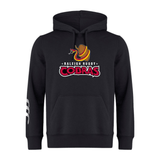 A WRS Canterbury black Raleigh Cobras Rugby Club Hoodie with a red and white WRS Canterbury Raleigh Cobras rugby club logo on it.