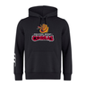 A WRS Canterbury black Raleigh Cobras Rugby Club Hoodie with a red and white WRS Canterbury Raleigh Cobras rugby club logo on it.