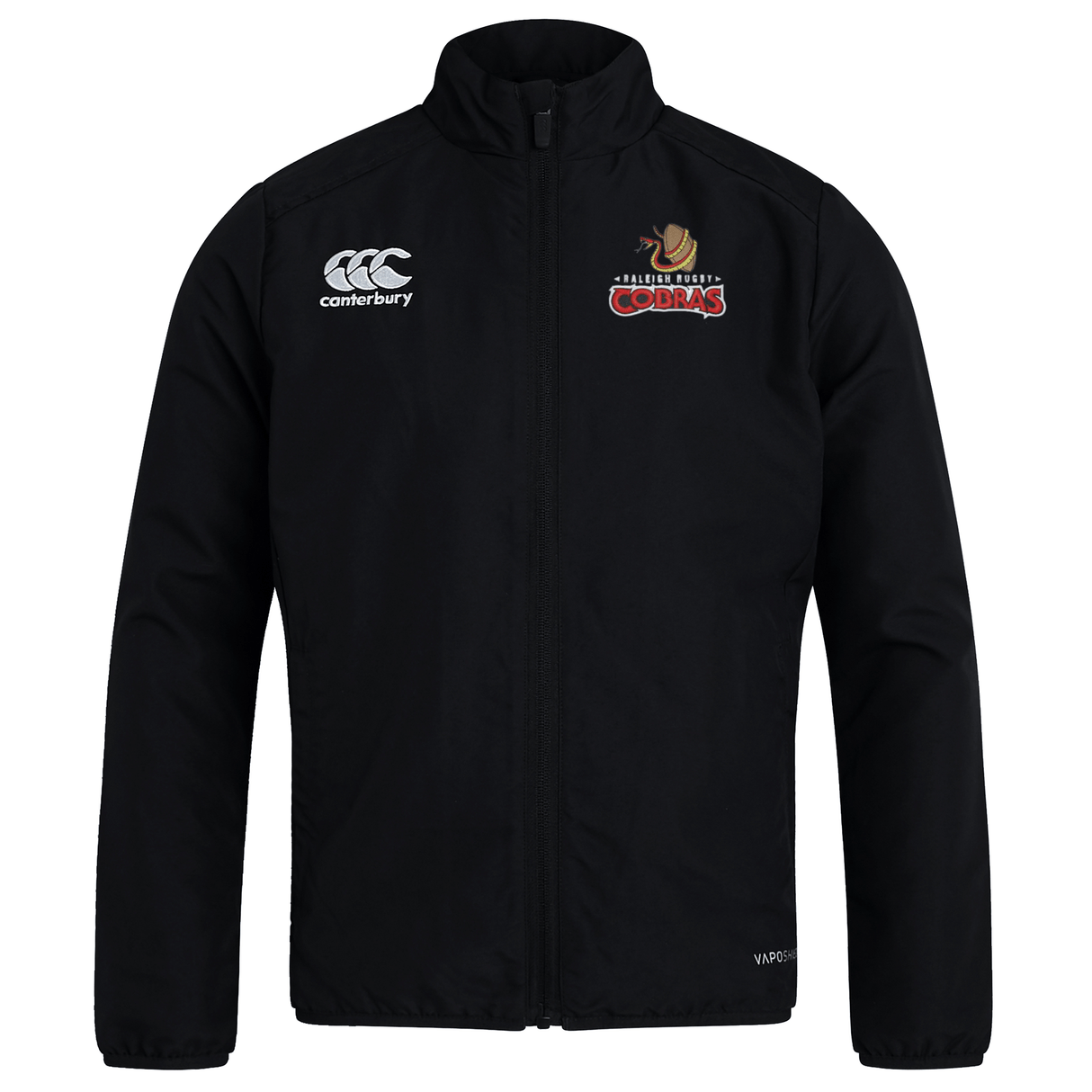An EMB Canterbury black Raleigh Cobras Rugby Club Track Jacket.