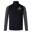 A black and grey Raleigh Cobras Rugby Elite First Layer jacket with the EMB Canterbury logo on it.
