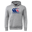 The Canterbury Great Britain CCC Flag Club Hoodie by WRS Canterbury features soft gray fleece and displays the iconic blue CCC logo with a stylized flag design.
