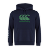 Navy blue Canterbury Goal Post CCC Club Hoodie by WRS Canterbury, featuring a green "Canterbury" logo on the front and white Canterbury branding on the left sleeve.