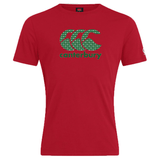 Red Canterbury CCC Goal Post Club Plain T-shirt with a vibrant green Kiwi logo and WRS Canterbury branding on the front.