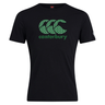 Black Canterbury CCC Goal Post Club Plain T-shirt with a vibrant green Kiwi logo on the front, highlighting WRS Canterbury branding.