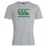 Gray WRS Canterbury CCC Goal Post Club Plain T-shirt with the iconic green "Canterbury" logo featuring three interlocking "C" symbols representing the bold CCC Kiwi branding on the front.