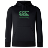 The WRS Canterbury Goal Post CCC Club Hoodie is a lightweight black piece with a green logo on the front, featuring a kangaroo pocket and hood.