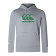 The Canterbury Goal Post CCC Club Lightweight Hoodie from WRS Canterbury is gray, with a green "CCC" logo and a convenient front pocket.