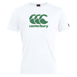 The WRS Canterbury CCC Goal Post Club Plain T-shirt is white and features a green and black CCC Kiwi logo on the front.
