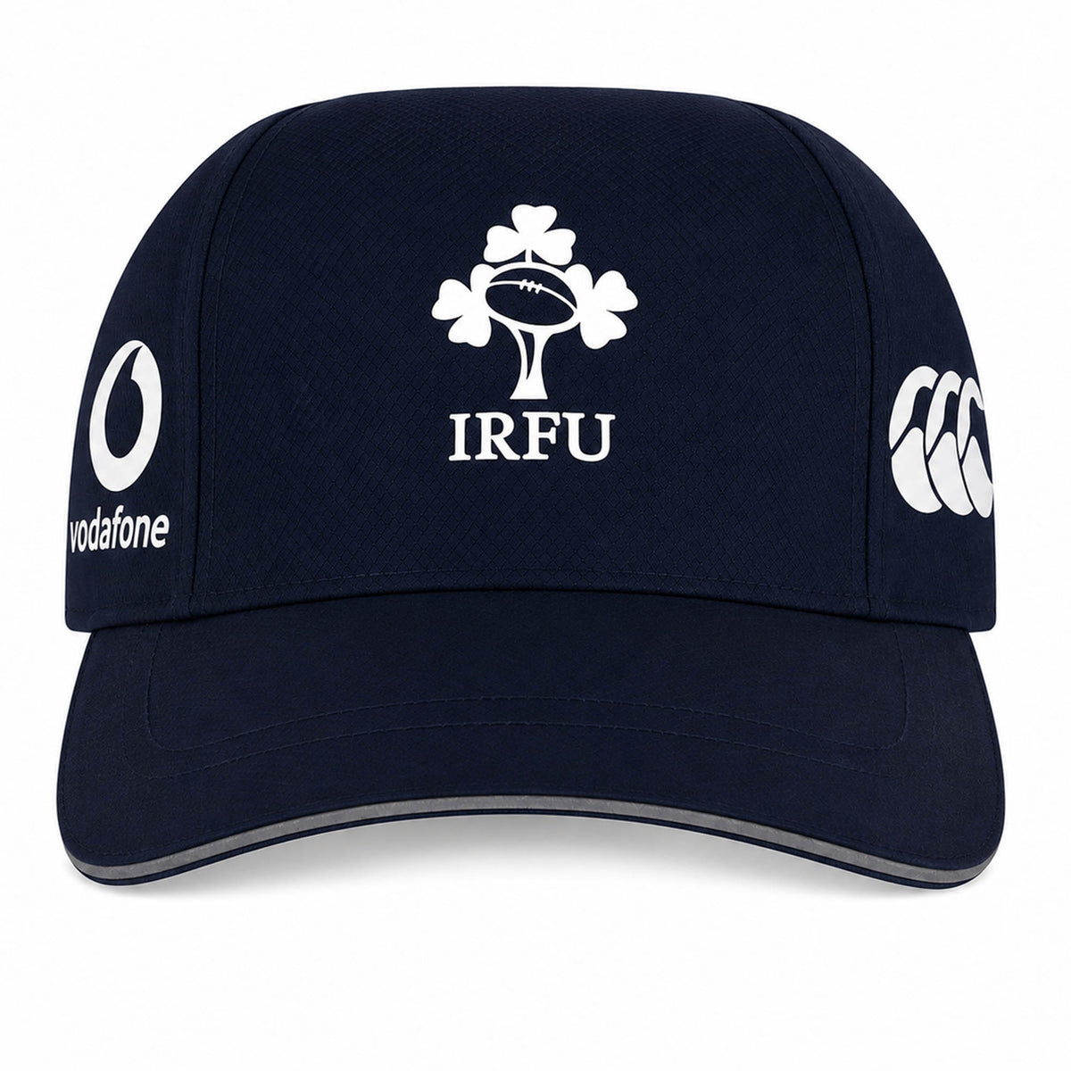 Show off your Ireland pride with the Ireland 26 Tempo+ Mesh Cap by Canterbury—a stylish navy blue cap showcasing the iconic IRFU logo on the front, the Vodafone logo on the left side, and Canterbury branding on the right—making it an essential accessory for any devoted Ireland Rugby fan.