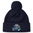Navy blue NC All Stars Pom Pom Beanie with a pom-pom and "north carolina rugby all stars" logo embroidered on the cuff by EMB Canterbury.