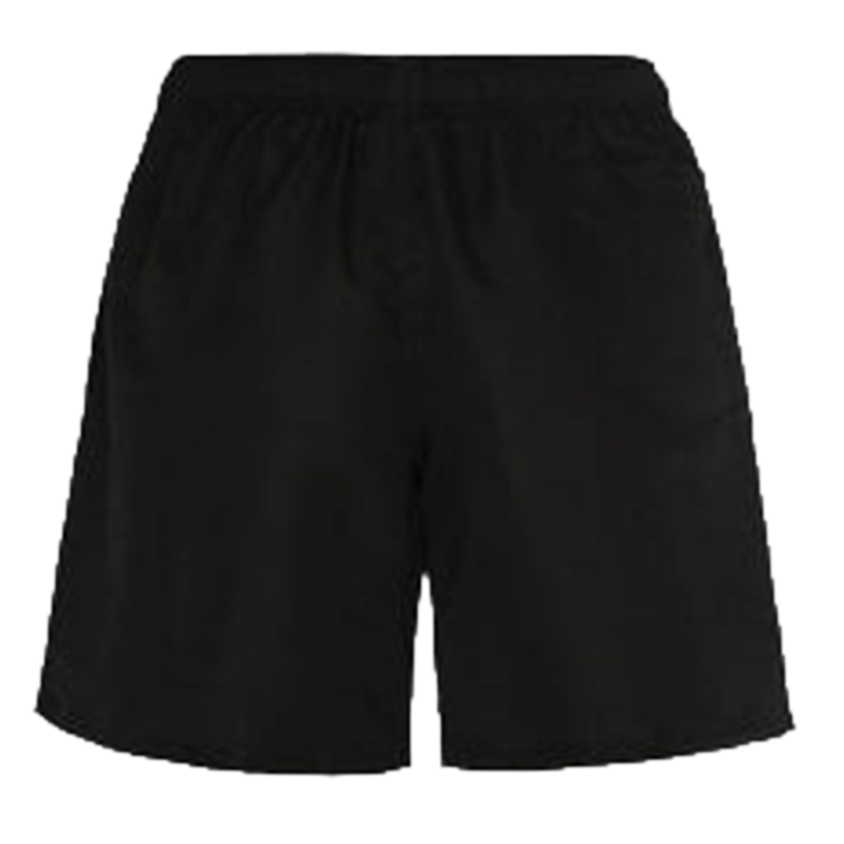 A pair of Women's Canterbury Tactic Shorts by Canterbury, plain black with an elastic waistband, shown against a white background.