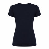 Back view of a plain, short-sleeve, fitted black Canterbury Women's Uglies Logo T-Shirt by Canterbury against a white background.