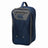 The Canterbury Classic Bootbag is a navy blue and gray zippered rugby boot bag with a top handle and the Canterbury logo on the front, featuring Vaposhield technology for enhanced water resistance.