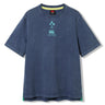 The Ireland 26 Premium OS Washed T-shirt by Canterbury is a blue short-sleeve rugby tee featuring an oversized fit, a stylish faded washed texture, and IRFU and Canterbury logos on the chest.