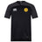 The EMB Canterbury West Chester University Vapodri Evader Jersey is a short-sleeved black rugby top with moisture-wicking tech, Canterbury logo on the right chest, and a yellow circular badge on the left, shown on a white background.
