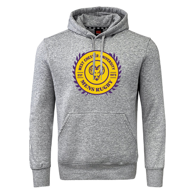 Show your spirit with the West Chester University Club Hoodie by Canterbury! This WRS Canterbury gray hoodie features the men's rugby logo in purple and gold on the front center—ideal for any true fan.