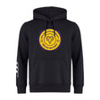 Show your rugby club pride with the WRS Canterbury West Chester University Club Hoodie by Canterbury, featuring a yellow and purple emblem with a ram’s head on the front and white stripes on the left sleeve.