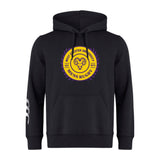 Show your rugby club pride with the WRS Canterbury West Chester University Club Hoodie by Canterbury, featuring a yellow and purple emblem with a ram’s head on the front and white stripes on the left sleeve.