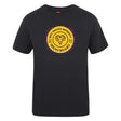 The West Chester University Club Plain Tee by Canterbury features the men's rugby logo with a yellow and purple ram's head and "Est 1973" on a black cotton blend. Brand: WRS Canterbury.