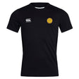 The EMB Canterbury West Chester University Club Dry Tee is a black short-sleeve jersey with Vapodri Technology, a white Canterbury logo on the right chest, and a yellow circular badge on the left chest.